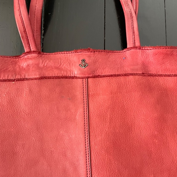 Extra Large Leather Red Tote Harbour 2nd - Picture 6 of 9
